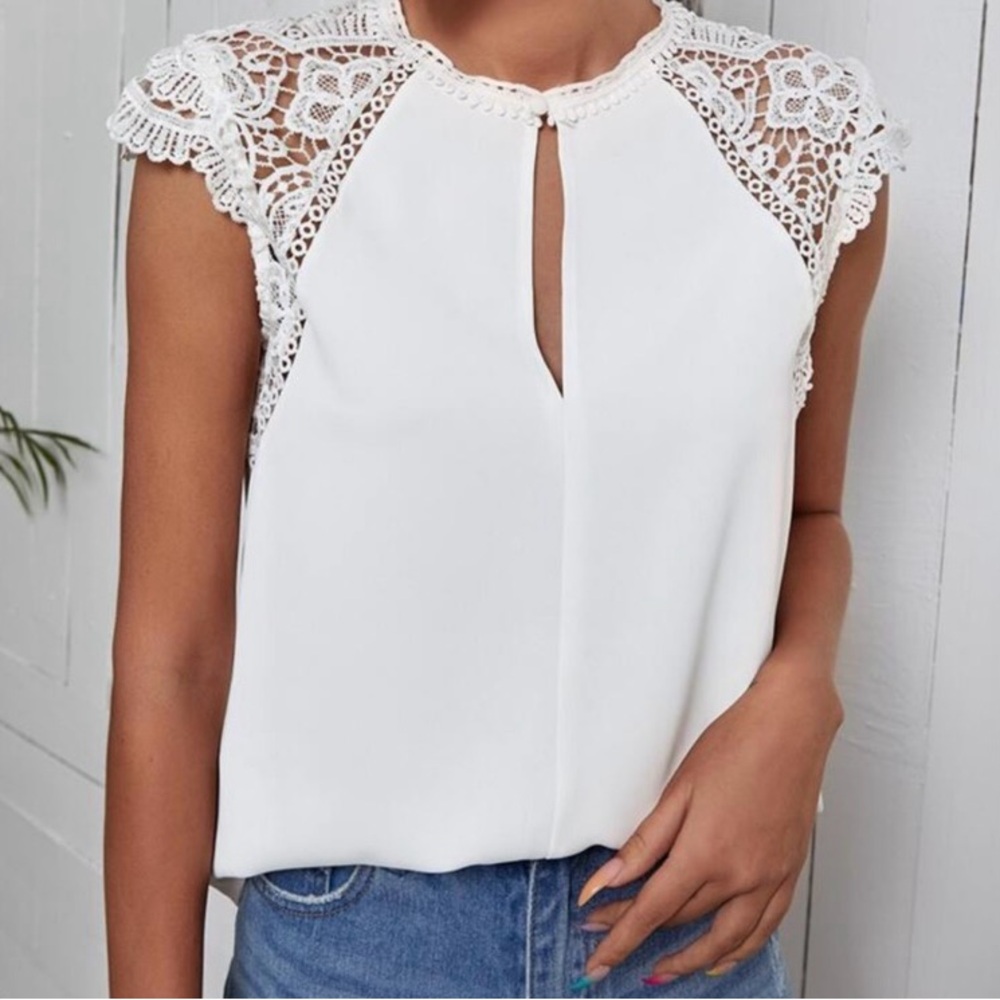 White Lace Detailed Blouse